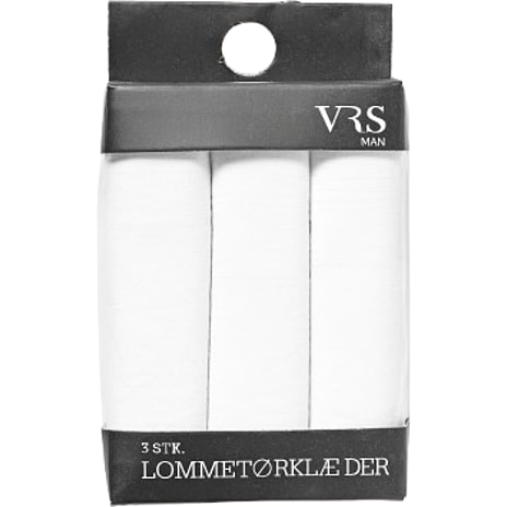 VRS Herre 3-pak Lommetørklæder Str. Onesize Hvid