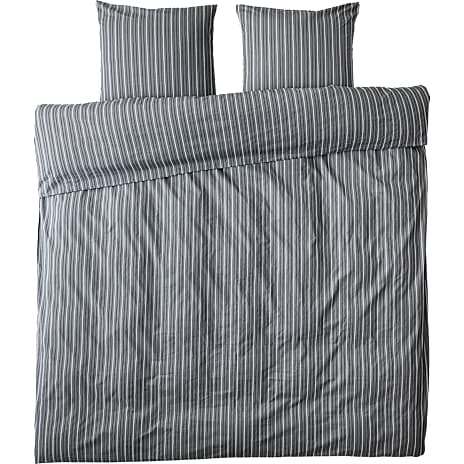 Salling Sengetøj 200x220 cm Strib Grå, Sort Og Hvid