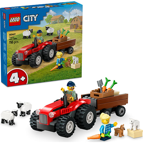 LEGO City Rød traktor med anhænger og får 60461