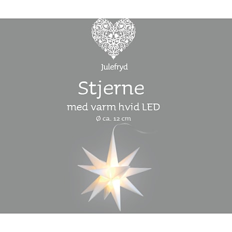 3D Stjerne Med LED-Lys Hvid