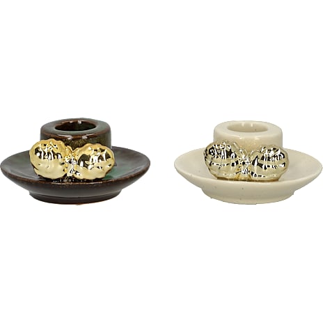 Porcelæns Stage Med Kogler 8,5 x 4 cm Assorteret