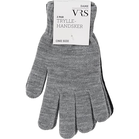 VRS dame 2-pak tryllehandsker str. onesize - grå/sort 1 stk.