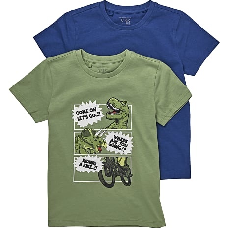 VRS Børne T-shirt 2-pak Str. 122/128 Grøn/Blå
