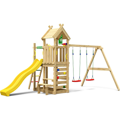 Jungle Gym Teepee legetårn komplet inkl. gyngemodul og gul rutsjebane 1 stk.