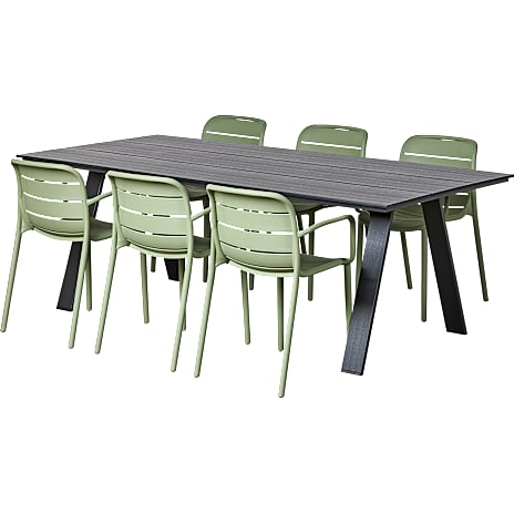 New York Havebord sort m. 6 Lindholt stole grøn