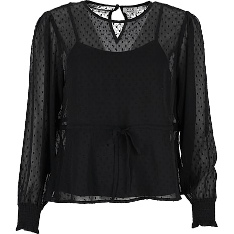 VRS Dame Chiffon Bluse Str. M Sort