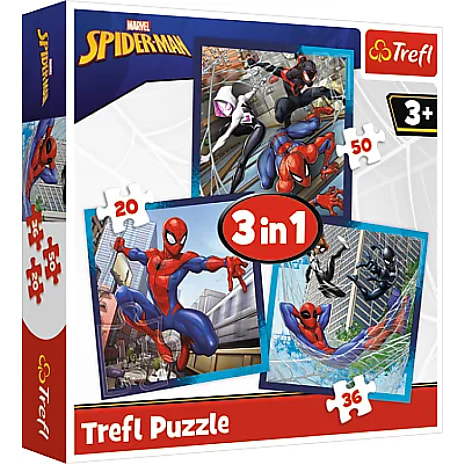 Trefl Spiderman puslespil 3i1 - 20, 36 og 50 brikker 1 stk.