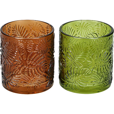 Glasstage Til Fyrfadslys 7,2x8 cm Olivengrøn Eller Brun