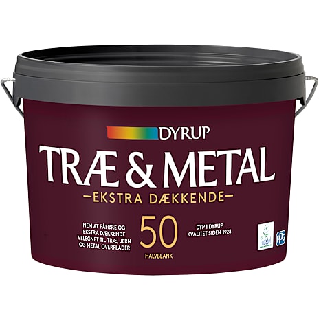 Dyrup træ & metal maling ekstra dækkende 2,25 liter - hvid 2250 ml