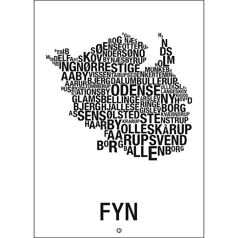 Citatplakat Fyn, byer 50x70 cm