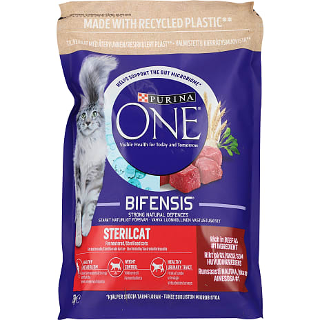 Purina Tørfoder t. katte m. oksekød- & hvedesmag, One 750 g