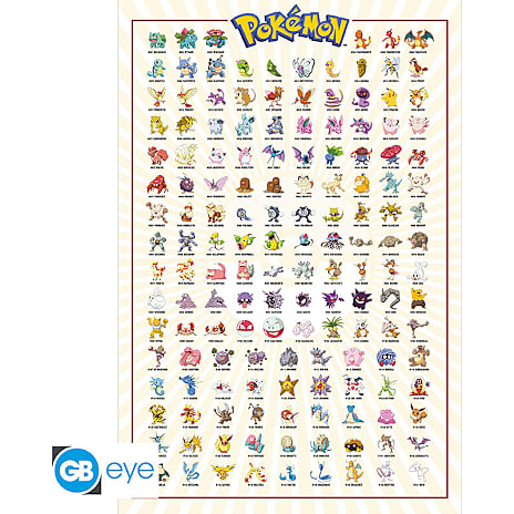 151 Pokémons Plakat 91,5 x 61 cm