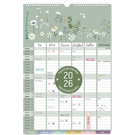 1Conzept Familiekalender 2026 Blomster