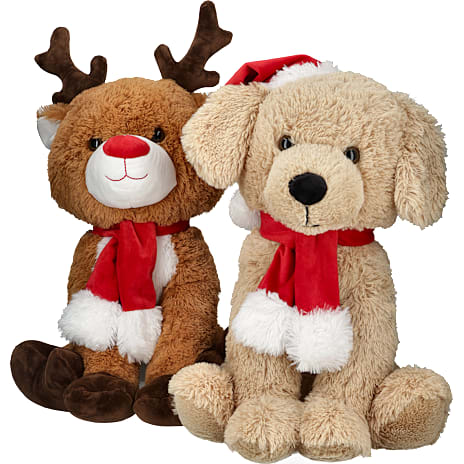 Julefryd hund med nissehue bamse