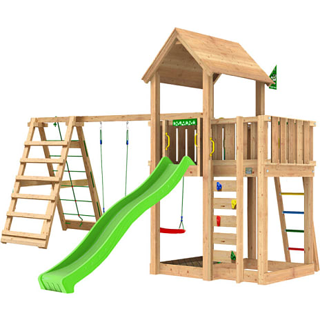 Jungle Gym Mansion 2.1 legetårn inkl. Climb Module, sand og rutsjebane 1 stk.