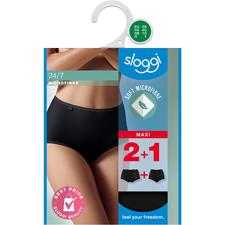 Sloggi dame 3-pak maxi str. 46 - sort 1 stk.