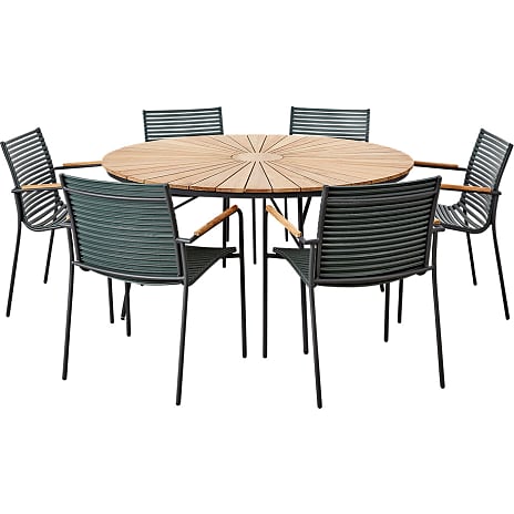 Kerteminde Havebord Og 6 Mood Classic Havestol Antracit/Skifer Grå