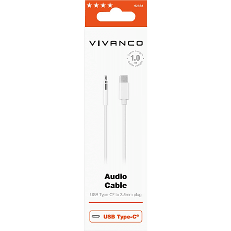 Vivanco Lydadapterkabel 1 Meter Hvid
