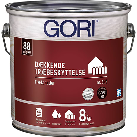 Gori 605 dækkende træbeskyttelse 2,5 liter - RAL 9010 2500 ml