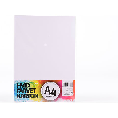 Farvet karton A4 10 ark - hvid | Kb p Bilka.dk!