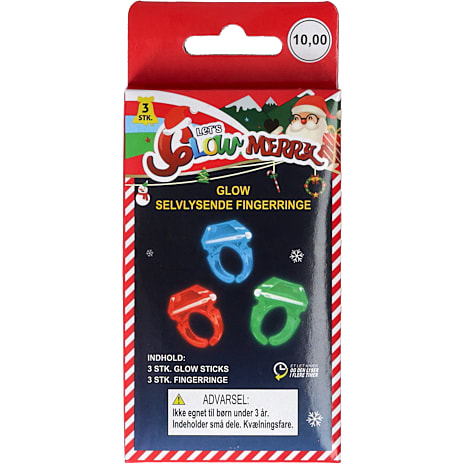 Glow Selvlysende Fingerringe 3-pak Multifarvet