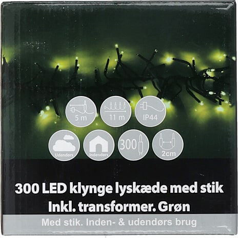 Klyngelyskæde med LED - grøn