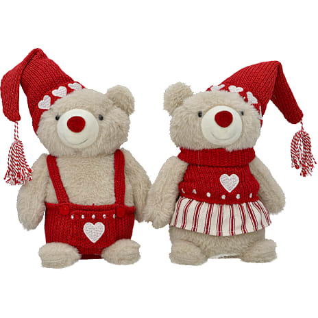 Julefryd Plysbamse Med Rødt Tøj 37 cm Assorteret