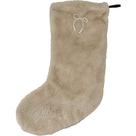 Julefryd Julesok Med Perlesløjfe Længde 53 cm Beige