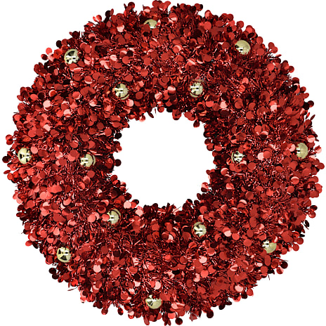 Julefryd Juledørkrans Med Lametta Og Guldkugler Diameter 48 cm Rød