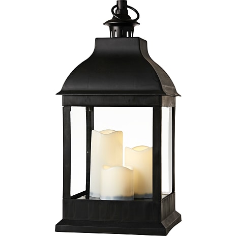 Plastlanterne med LED bloklys H: 51 3-pak - sort 1 stk.