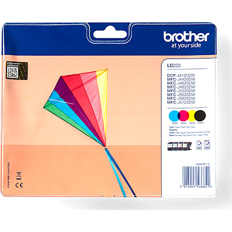 Brother LC223VALBP blækpatron - cyan/magenta/gul/sort 1 stk.