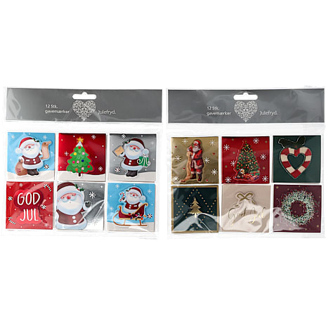 Julefryd Gavemærker Med Julemotiv 12-pak Assorteret