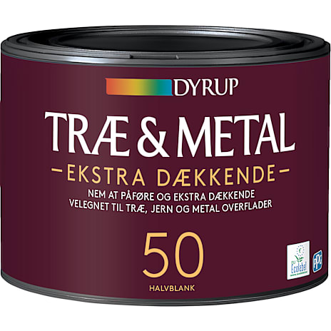 Dyrup træ & metal maling ekstra dækkende 0,38 liter - hvid 380 ml
