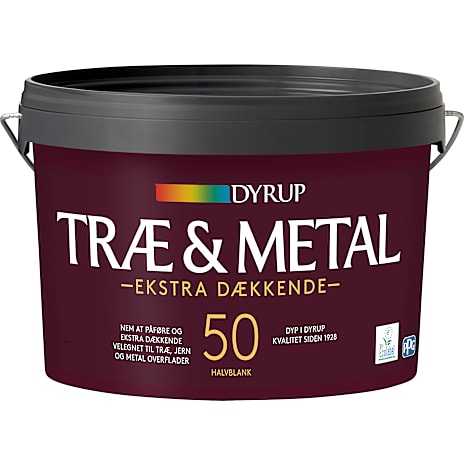 Dyrup træ & metal maling ekstra dækkende 2,25 liter - RAL 9010 2250 ml