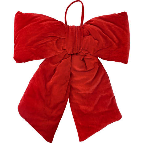 Julefryd Puffet Sløjfe Velour 44 x 54 cm Rød