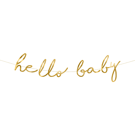 Partydeco Banner "Hello baby" 18 x 70 cm - guldfarvet 1 stk.