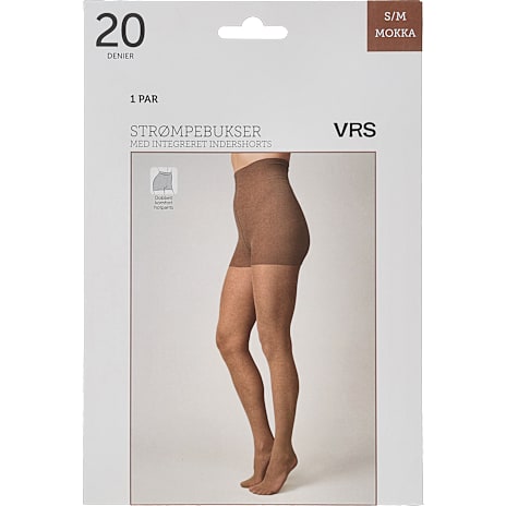VRS Dame Strømpebuks Med Shorts Str. S/M Mokka