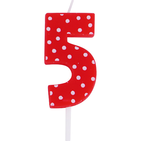 Salling "5" kagelys - Rød/hvid 7 g