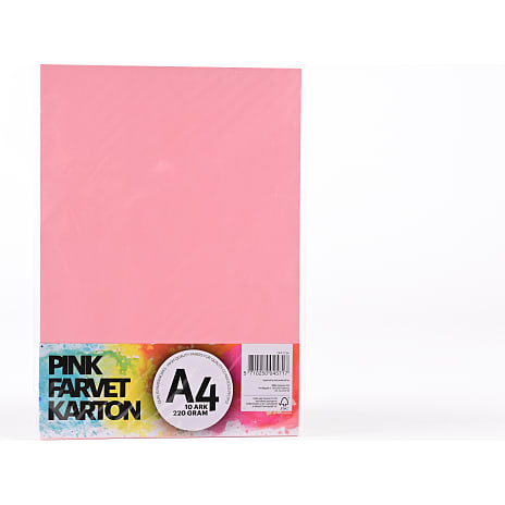 Farvet karton A4 10 ark pink