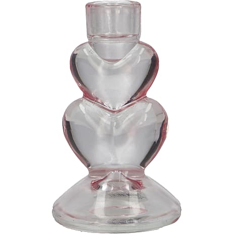 Lysestage i Glas Pink Hjerter