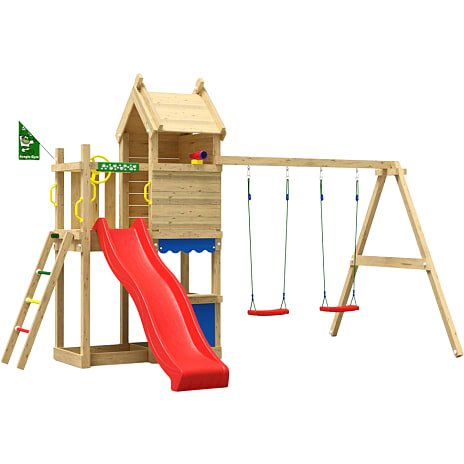 Jungle Gym Resort legetårn komplet inkl. gyngemodul og rød rutsjebane 1 stk.