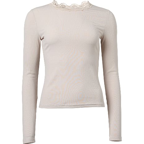 VRS Dame Langærmet Ribtop Str. 2XL Beige