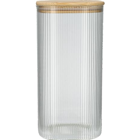 Opbevaringsglas med riller - bambuslåg - 1,4 liter 1 stk.