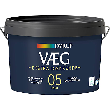 Dyrup vægmaling Ekstra dækkende 2,25 liter - hvid 2250 ml