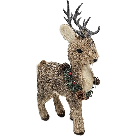 Strårensdyr Med Glitter Højde 36 cm Natur