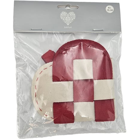 Flethjerte Velour Bredde 11 cm Rød/Beige