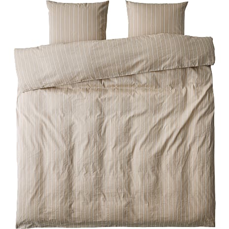 Salling Sengetøj 200x220 cm Beige Og Hvid Strib