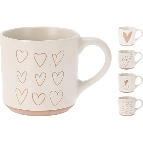 Krus med hjerter - 350 ml - flere varianter - assorteret 1 stk.