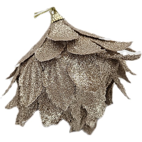 Glitterkugle Med Blade Ø 8 cm Guld