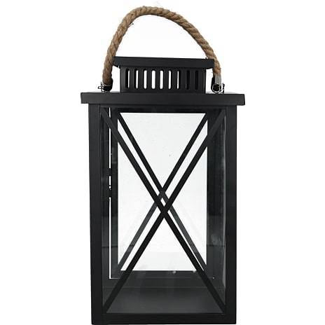 Lanterne Med Rebhank Højde 37 cm Sort